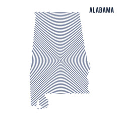 Vector abstract hatched map of State of Alabama with spiral lines isolated on a white background.