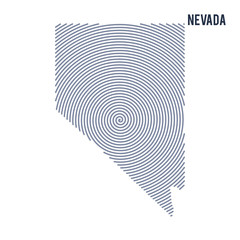 Vector abstract hatched map of State of Nevada with spiral lines isolated on a white background.