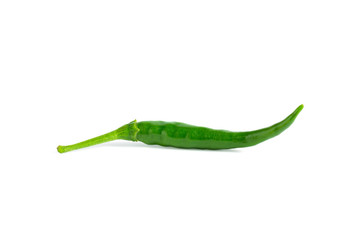 Green chili pepper fresh isolated on white background.