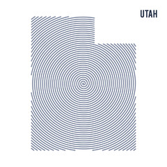 Vector abstract hatched map of State of Utah with spiral lines isolated on a white background.