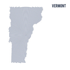 Vector abstract hatched map of State of Vermont with spiral lines isolated on a white background.