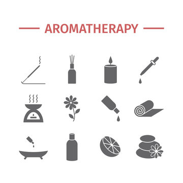 Essential Oil icon. Aromatherapy oils set. Vector