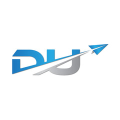 DU initial letter logo origami paper plane