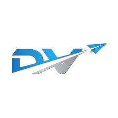 DV initial letter logo origami paper plane