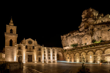 Matera, square with church
