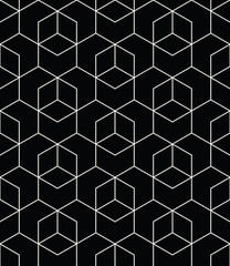 seamless geometric line grid vector cubes pattern