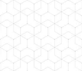 seamless geometric line grid vector hexagon pattern