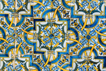 Azulejos, Portugal, detail, blue and yellow color
