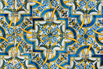 Azulejos, Portugal, detail, blue and yellow color
