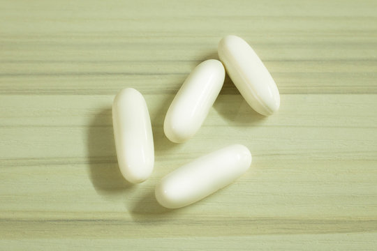 The White capsules image close up