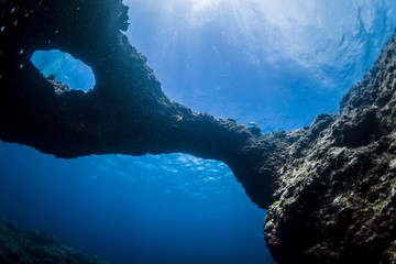 Interesting Shaped Natural Arch in Underwater