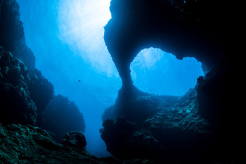 Interesting Shaped Natural Arch in Underwater