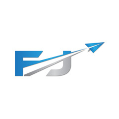 FJ initial letter logo origami paper plane