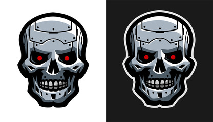 The metal skull of the robot. Two versions.