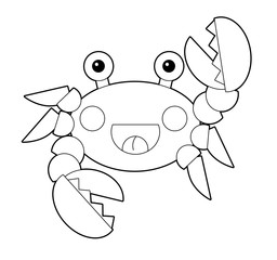 cartoon sea crab standing and smiling - isolated illustration for children