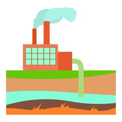 Processing plant icon, cartoon style