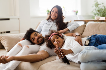 Picture of happy family spending time together