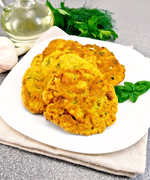 Flapjack chickpeas in plate on granite table