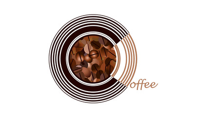 Coffee cup with a circular dipstick on a white background