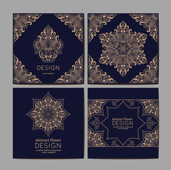 Cards or invitations with mandala pattern.Vector vintage hand-drawn highly detailed round mandala elements. Luxury lace festive ornament card. Islam, Arabic, Indian, Turkish, Ottoman, Pakistan motifs.