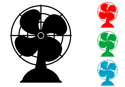 Icono plano ventilador de sobremesa varios colores