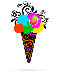 Colorful Ice cream with tribal cone