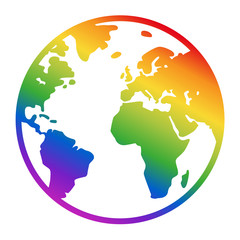 Fototapeta na wymiar Globus in Regenbogenfarben / Vektor, freigestelltRegenbogen, Regenbogenfarben, 