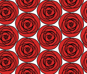 Floral Hand Drawn Black and Red Repeating Design Vector