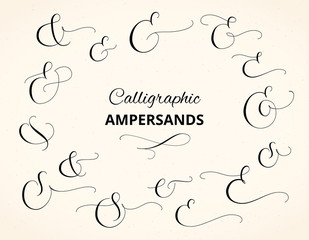 Set of custom decorative ampersands isolated on white. Great for wedding invitations, cards, banners, photo overlays and other design.