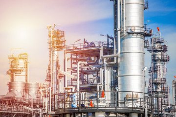 Industrial zone,The equipment of oil refining,Close-up of industrial pipelines of an oil-refinery plant,Detail of oil pipeline with valves in large oil refinery.