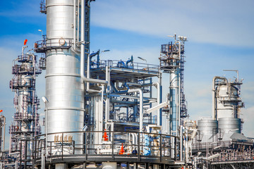 Industrial zone,The equipment of oil refining,Close-up of industrial pipelines of an oil-refinery plant,Detail of oil pipeline with valves in large oil refinery.