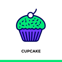 Outline CUPCAKE icon. Vector pictogram suitable for print, website and presentation