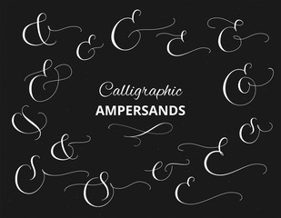 Set of custom decorative ampersands isolated on white. Great for wedding invitations, cards, banners, photo overlays and other design.