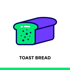 Linear icon TOAST BREAD of bakery, cooking. Vector pictogram suitable for websites, presentation and print media