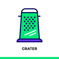 Linear icon GRATER of bakery, cooking. Pictogram in outline style. Suitable for mobile apps, websites and presentation