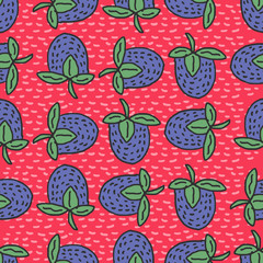 Blackberry seamless pattern. Blue berry ornament texture