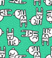 Obraz premium Hare pattern. rabbit Hand drawing ornament. Texture for childrens cloth