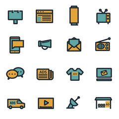 Vector flat advertisement icons set