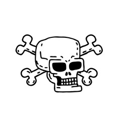 Skull cartoon. Skeleton head drawing on white background