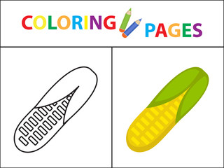 Coloring book page. Sketch outline and color version. Coloring for kids. Childrens education. Vector illustration