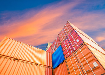 Fototapeta premium Containers box from Cargo freight ship for import export,logistic concept