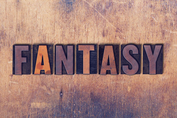 Fantasy Theme Letterpress Word on Wood Background