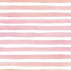 Hand painted seamless watercolor pattern with horizontal strokes on the white background