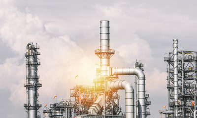 Industrial zone,The equipment of oil refining,Close-up of industrial pipelines of an oil-refinery...