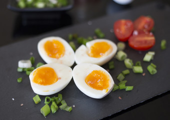 Boiled eggs with vegetables