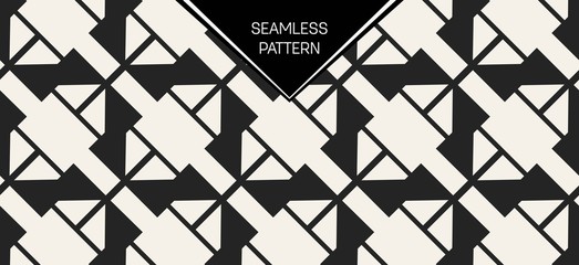 Abstract concept vector monochrome geometric pattern. Black and white minimal background. Creative illustration template. Seamless stylish texture. For wallpaper, surface, web design, textile, decor.