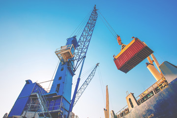 Containers box from Cargo freight ship for import export,logistic concept © vacancylizm