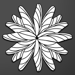 Black and white flower isolated on gray background vector