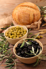 green and black olives
