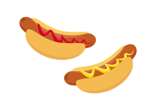 Hot Dog vector image. Hot dog vector icon set. Hot Dog cartoon